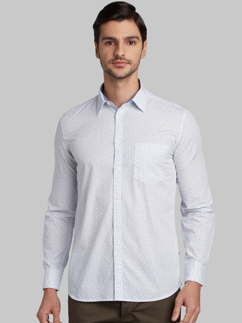 

Parx Men White & Blue Slim Fit Printed Casual Shirt