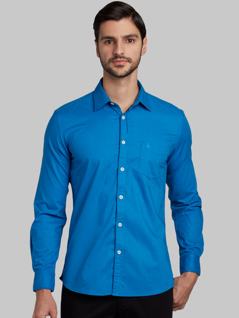 

Parx Men Blue Slim Fit Solid Casual Shirt