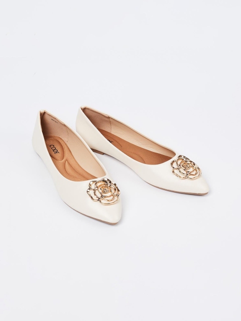 

CODE by Lifestyle Women Off-White Solid Ballerinas