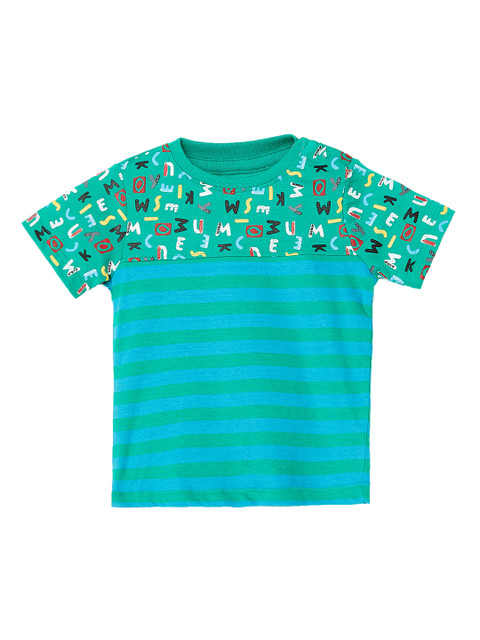 

Juniors by Lifestyle Boys Green Striped Round Neck T-shirt