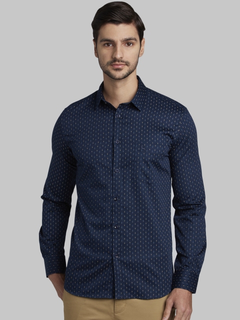 

Parx Men Navy Blue Slim Fit Printed Casual Shirt