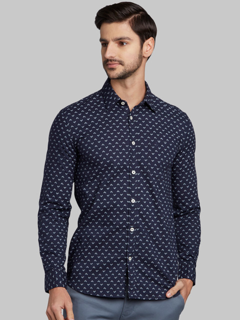 

Parx Men Blue Slim Fit Printed Casual Shirt