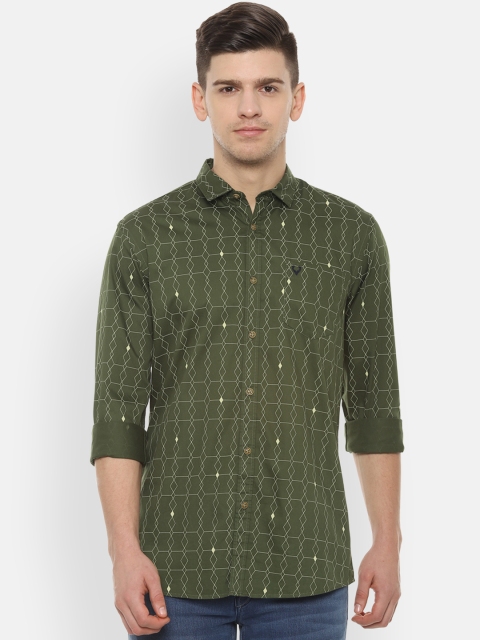

Solly Jeans Co. Men Olive Green Regular Fit Printed Casual Shirt