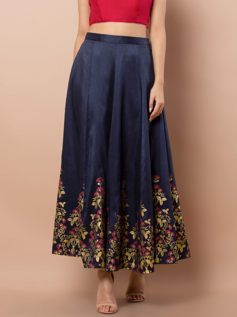 

INDYA Women Blue Printed Flared Skirt