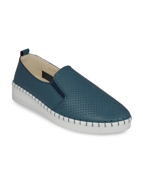 

pelle albero Women Blue Perforated Slip-On Sneakers