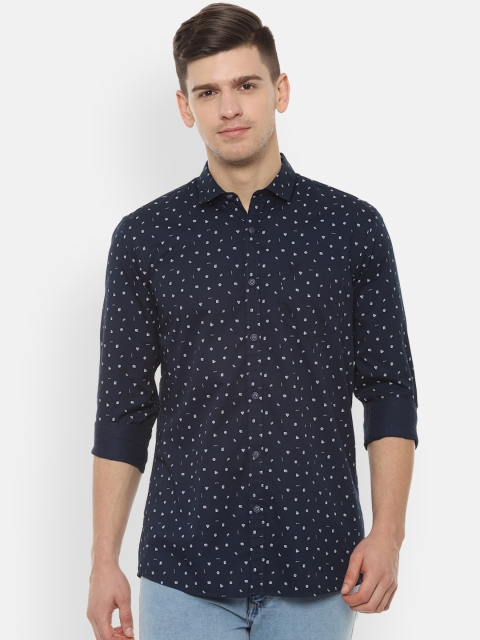 

Solly Jeans Co. Men Navy Blue Regular Fit Printed Casual Shirt