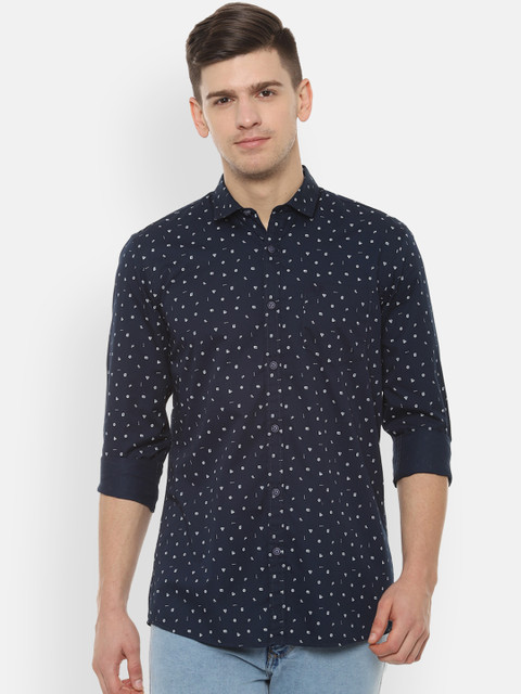 

Solly Jeans Co. Men Navy Blue Regular Fit Printed Casual Shirt