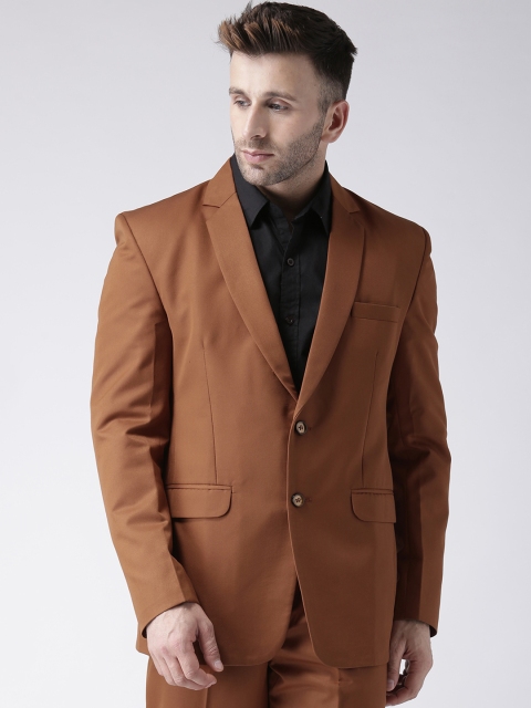 

Hangup Men Rust Brown Solid Single Breasted Regular Fit Formal Blazer