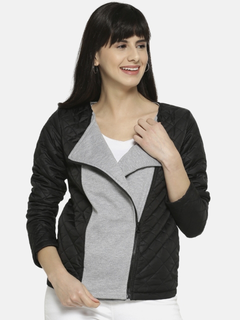 

Campus Sutra Women Black Colourblocked Sporty Jacket