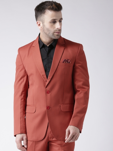 

Hangup Men Orange Solid Single Breasted Regular Fit Formal Blazer
