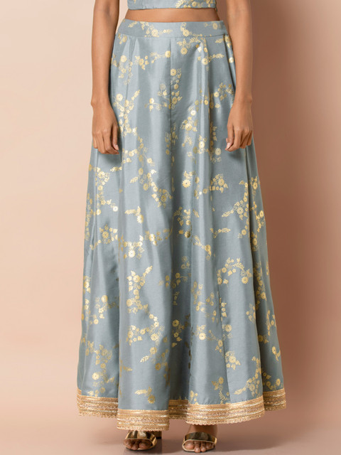 

INDYA Women Grey Foil Printed Flared Skirt