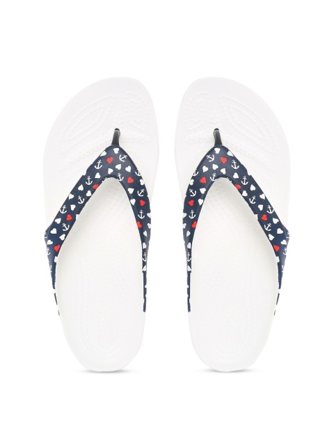 

Crocs Women Navy Blue & White Printed Thong Flip-Flops