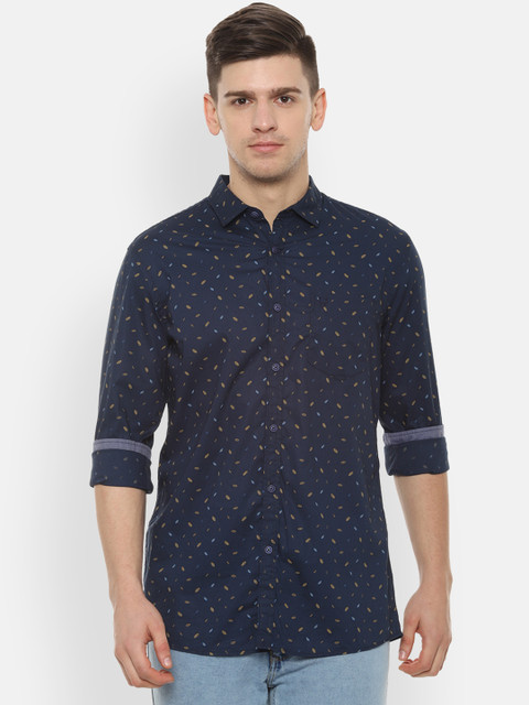 

Solly Jeans Co. Men Navy Blue Regular Fit Printed Casual Shirt