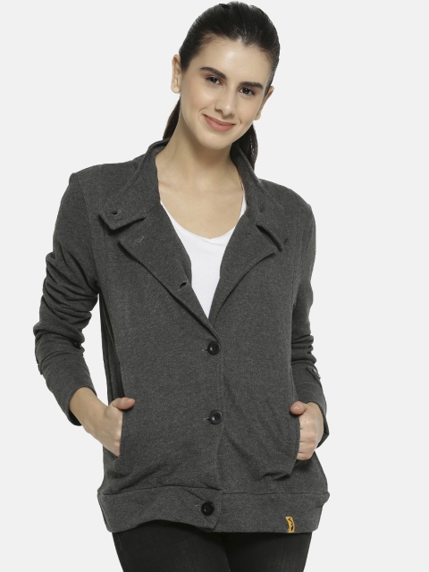 

Campus Sutra Women Charcoal Grey Solid Tailored Jacket