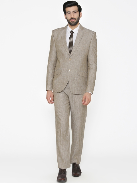 

Wintage Men Cream-Coloured Self-Design Single-Breasted Regular Fit Suit
