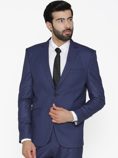 

Wintage Men Blue Self Design Tailored Fit Single-Breasted Formal Blazer