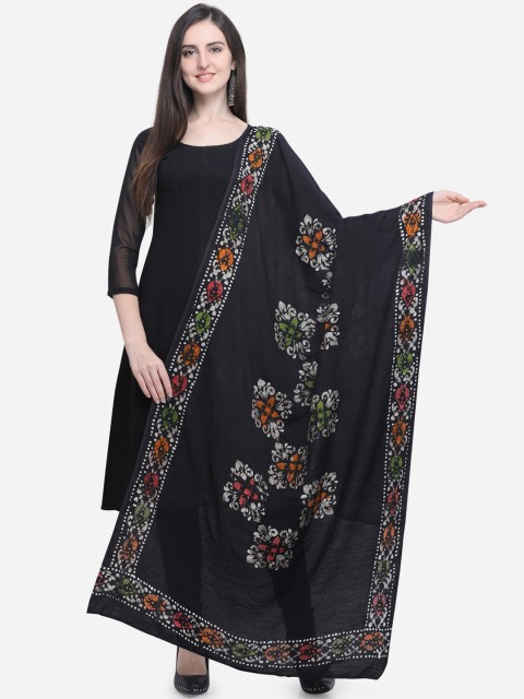 

Satrani Women Black & Grey Batik Printed Dupatta