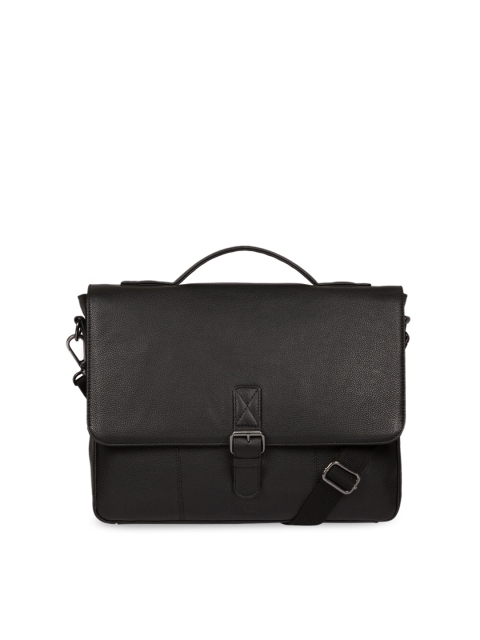 

PURE LUXURIES LONDON Men Black Genuine Leather Cultured Range Clarke Laptop Bag