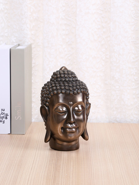 

TAYHAA Brown Resin Buddha Head Showpiece