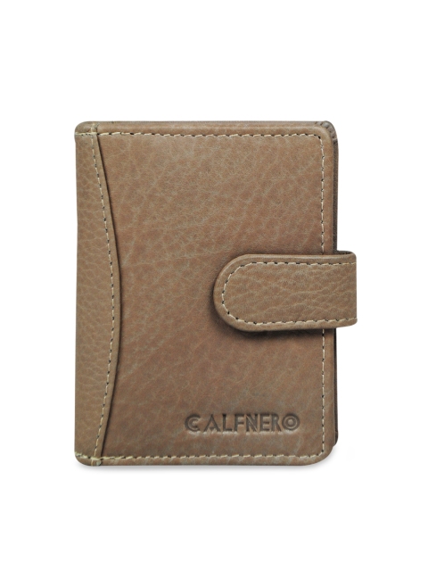 

CALFNERO Unisex Beige Solid Leather Card Holder