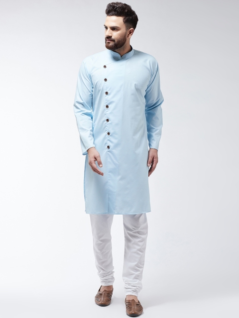

SOJANYA Men Blue & White Solid Kurta with Churidar