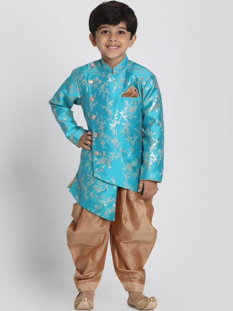 

JBN Creation Boys Blue & Gold-Toned Woven Design Sherwani Set