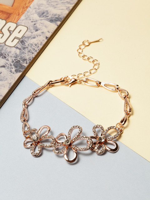 

Shining Diva Fashion Women Rose Gold-Plated Alloy Antique Cubic Zirconia Link Bracelet