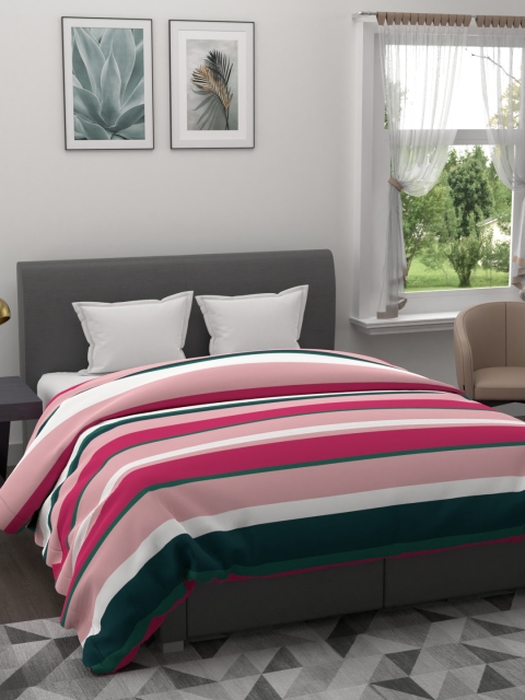 

BIANCA Pink & Multicoloured Striped AC Room 120 GSM Double Bed Comforter