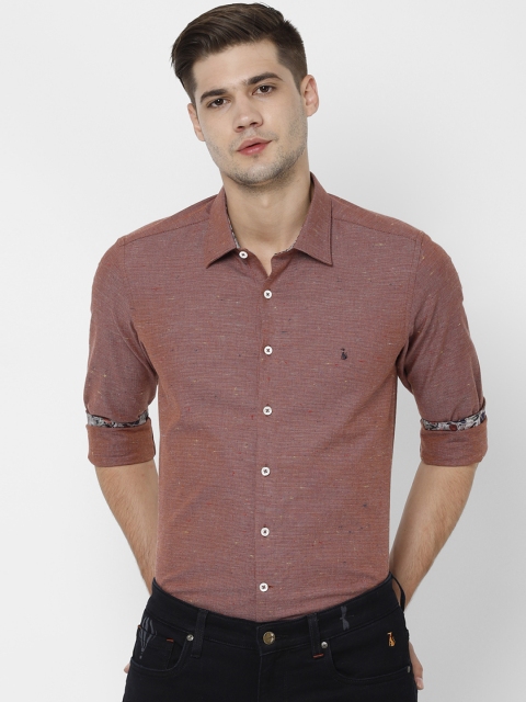 SIMON CARTER LONDON Men Brown Slim Fit Self Design Casual Shirt