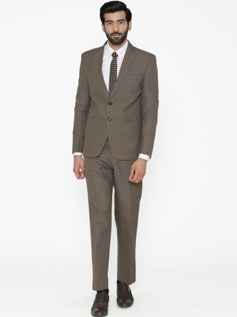 

Wintage Men Taupe Checked Single-Breasted Regular Fit Suit