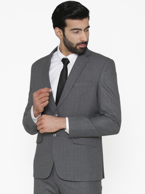 

Wintage Men Grey Checked Single Breasted Tailored Fit Blazer
