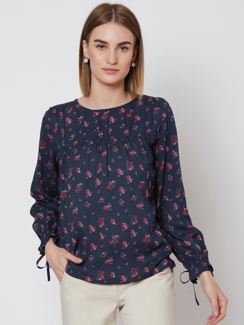 

Nun Women Navy Blue Printed A-Line Top