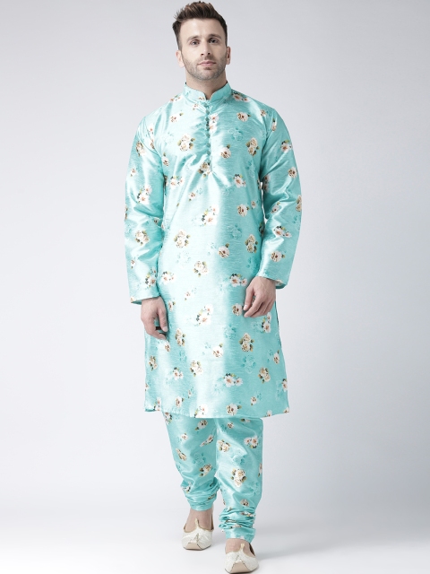 

Hangup Men Blue Printed Kurta with Pyjamas