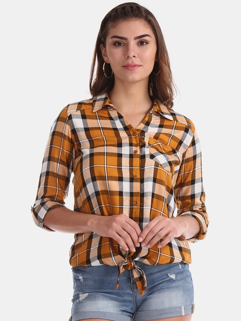 

Cherokee Women Yellow Regular Fit Checked Casual Shirt