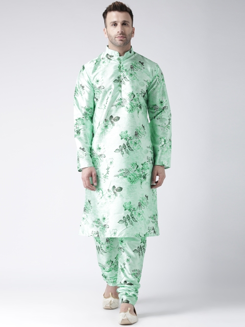

Hangup Men Green & Black Printed Kurta with Pyjamas