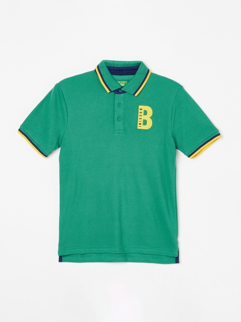 

Bossini Boys Green Solid Polo Collar T-shirt