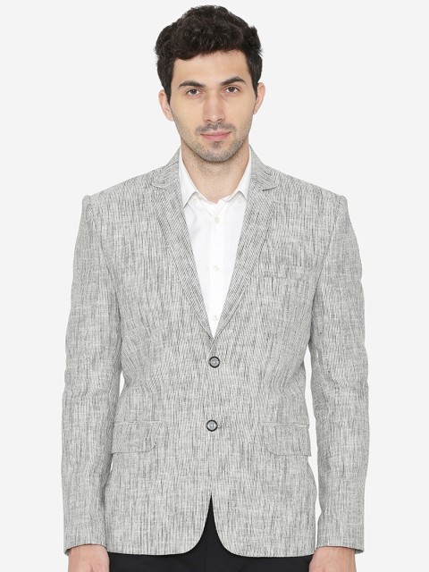 

Wintage Men Grey Self-Design Regular Fit Single Breasted Blazer
