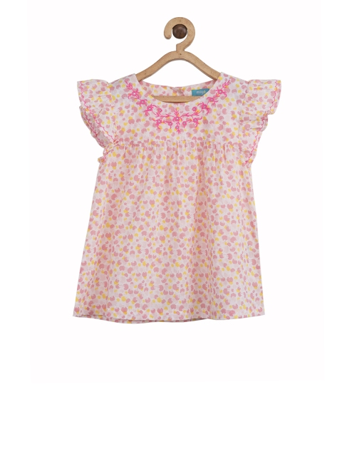 

Miyo Girls Pink Floral Print A-Line Top