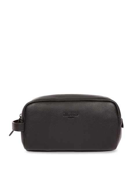 

PURE LUXURIES LONDON Men Black Genuine Leather Cultured Range Sail Wash Bag
