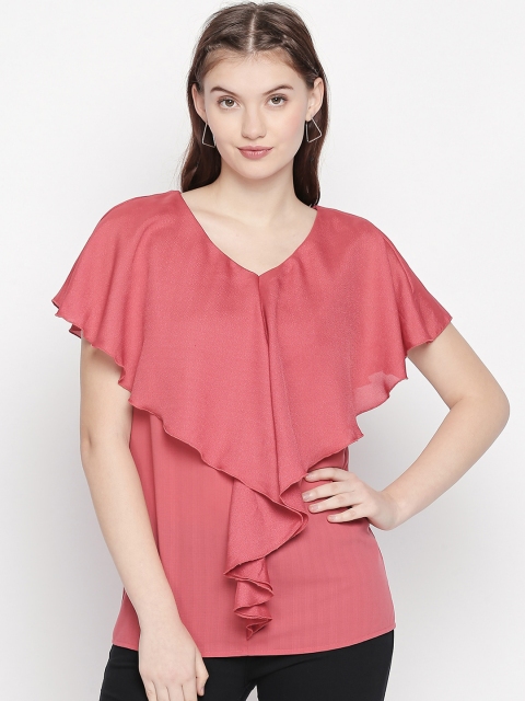 

Forever Glam by Pantaloons Women Pink Solid Cape Top
