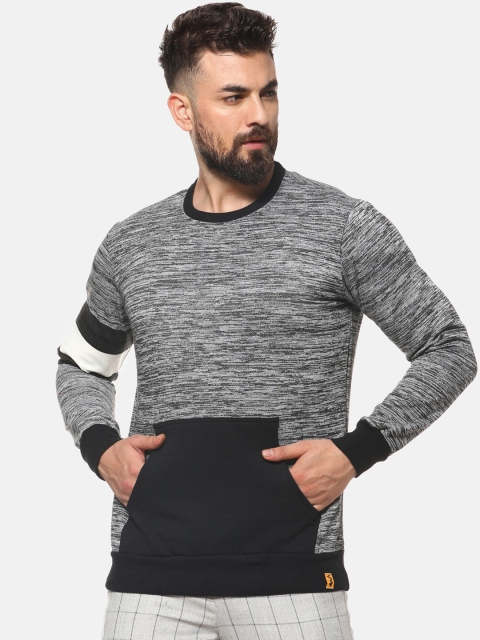 

Campus Sutra Men Grey & Black Solid Sweatshirt