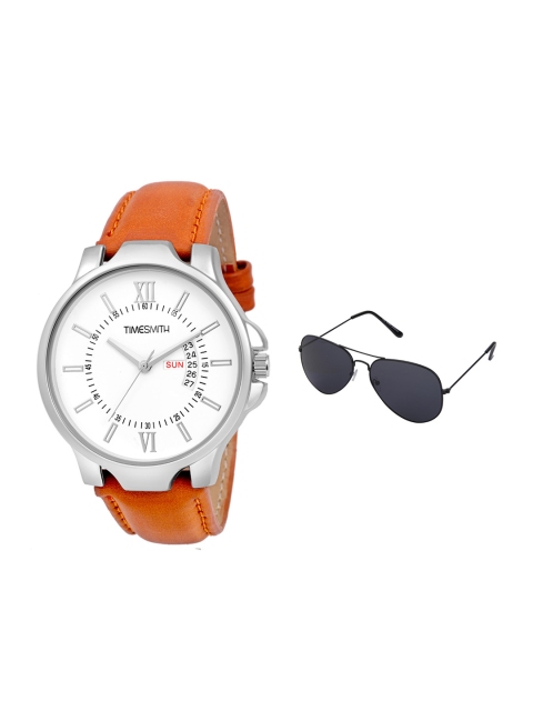 

TIMESMITH Men White Analogue Watch with Free Sunglasses TSC-070-WMG