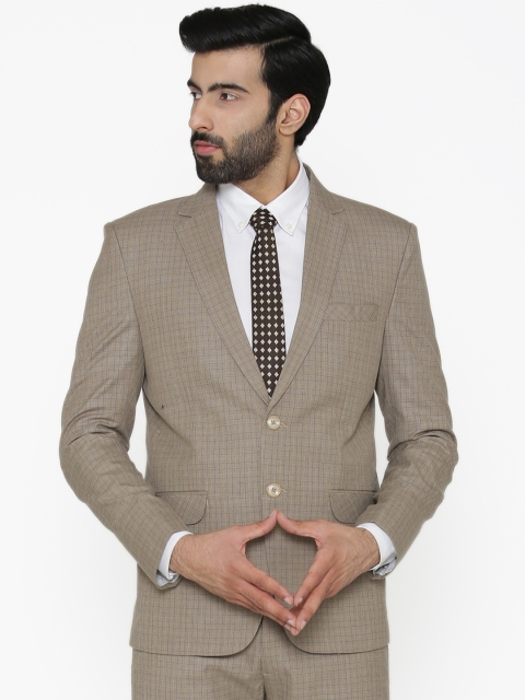 

Wintage Men Grey Checked Tailored Fit Single Breasted Blazer