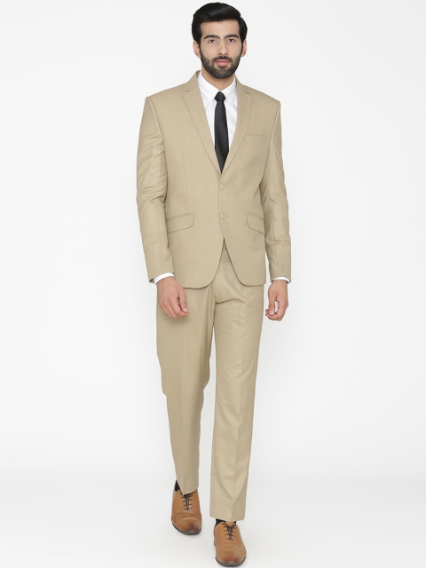 

Wintage Men Beieg Self Design Single-Breasted Regular Fit Suit, Beige