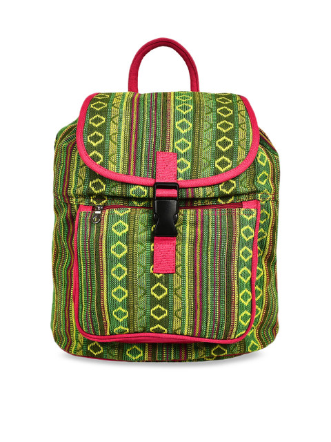 

Anekaant Women Green Textured Jacquard Backpack