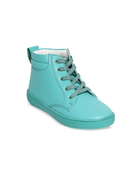 

Bruno Manetti Kids Turquoise Blue Solid Synthetic Leather Mid-Top Sneakers