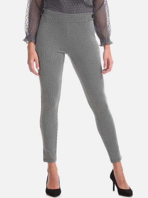

ELLE Women Black and White Checked Treggings
