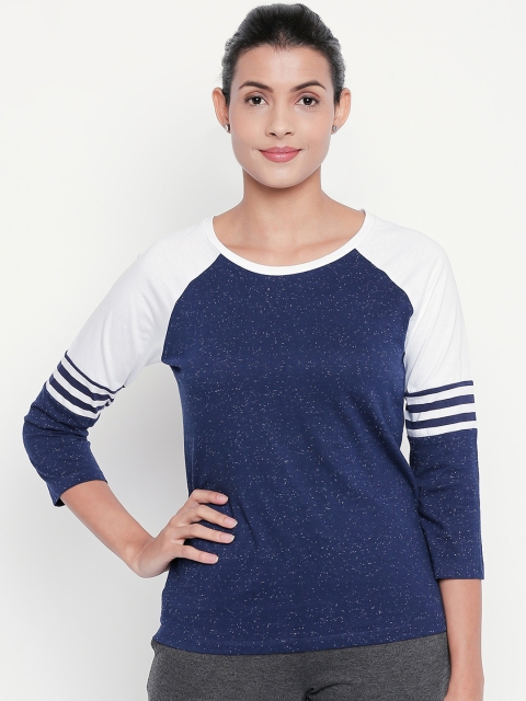 

Ajile by Pantaloons Women Navy Blue Solid Round Neck Pure Cotton T-shirt