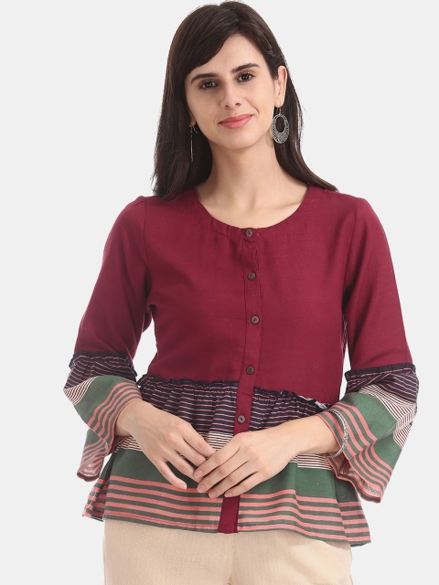 

Bronz Women Multicoloured Striped A-Line Top, Multi