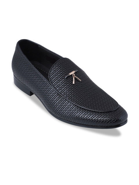 

pelle albero Men Black Textured Party Slip-Ons